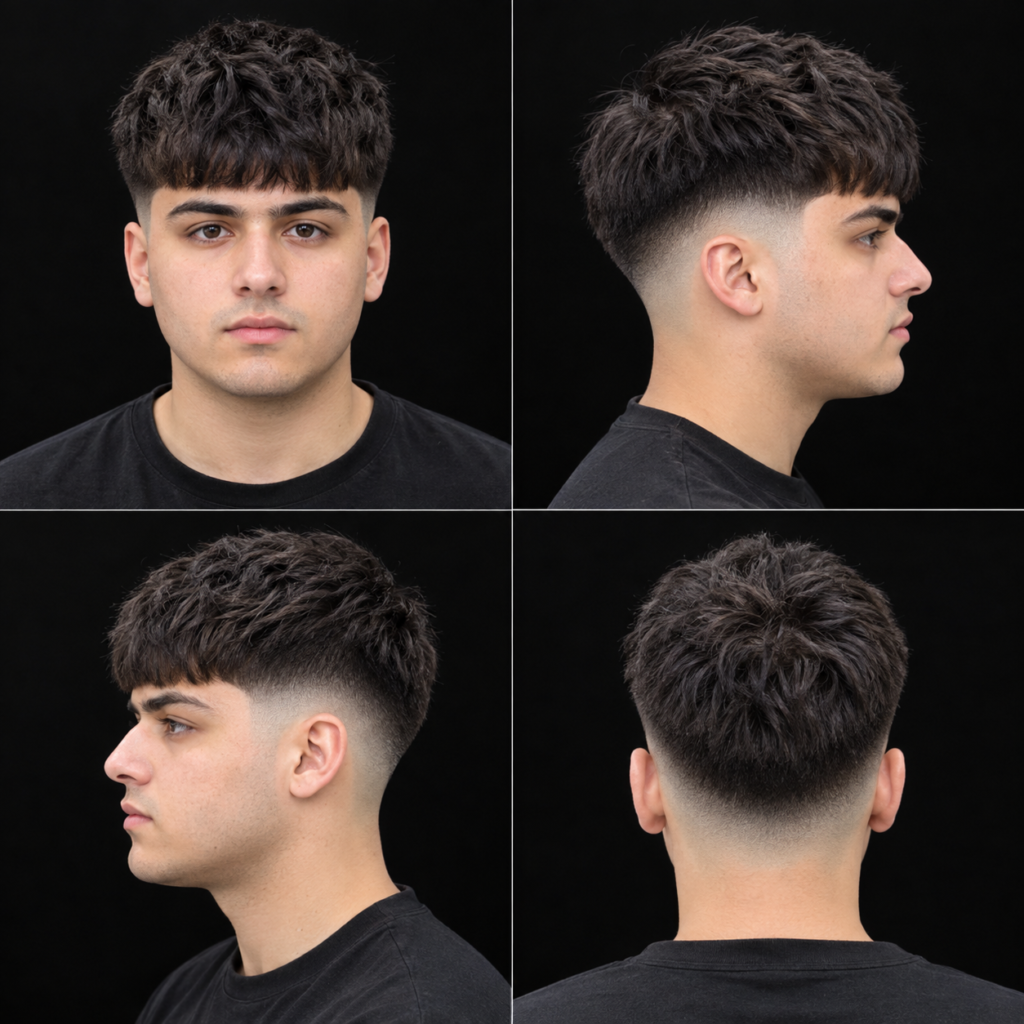 French Crop Mid Fade for Round Face