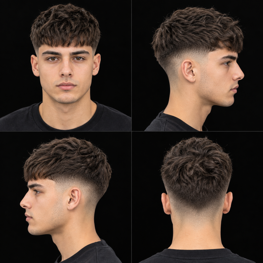 French Crop Textured Fringe Mid Fade