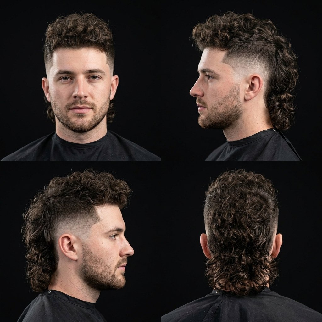 High Fade Curly Mullet