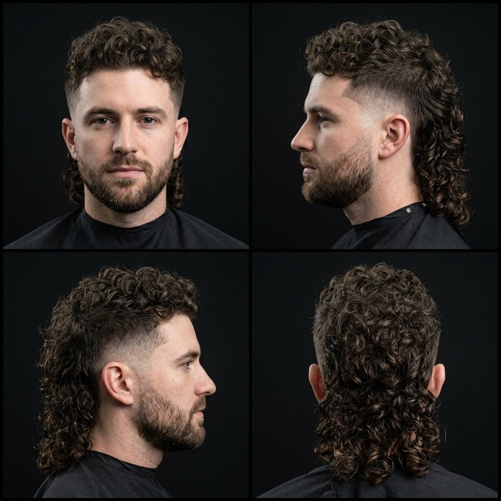 Long Curly Mullet Fade
