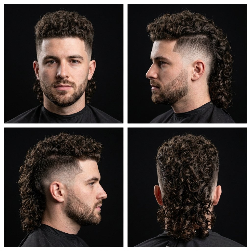 Disconnected Curly Mullet Fade