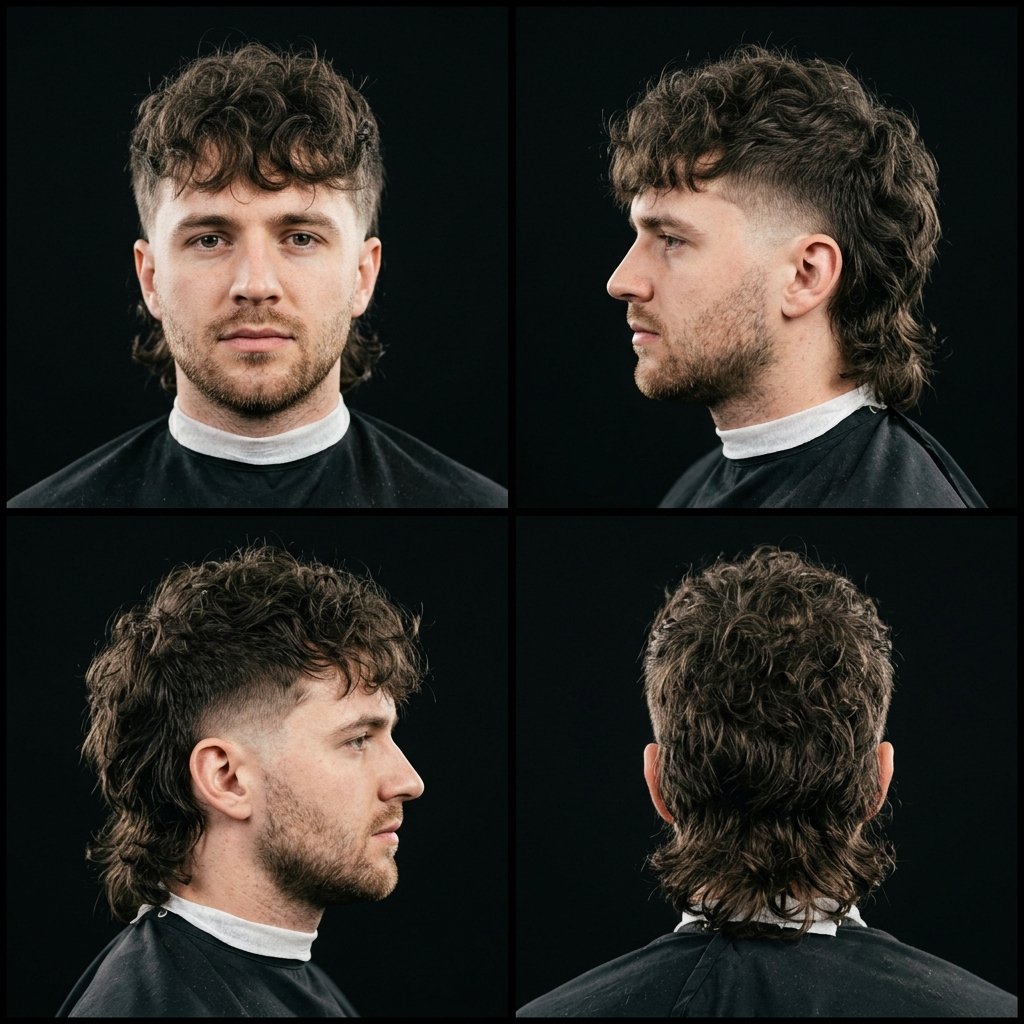 Curly Wolf Cut Mullet Fade