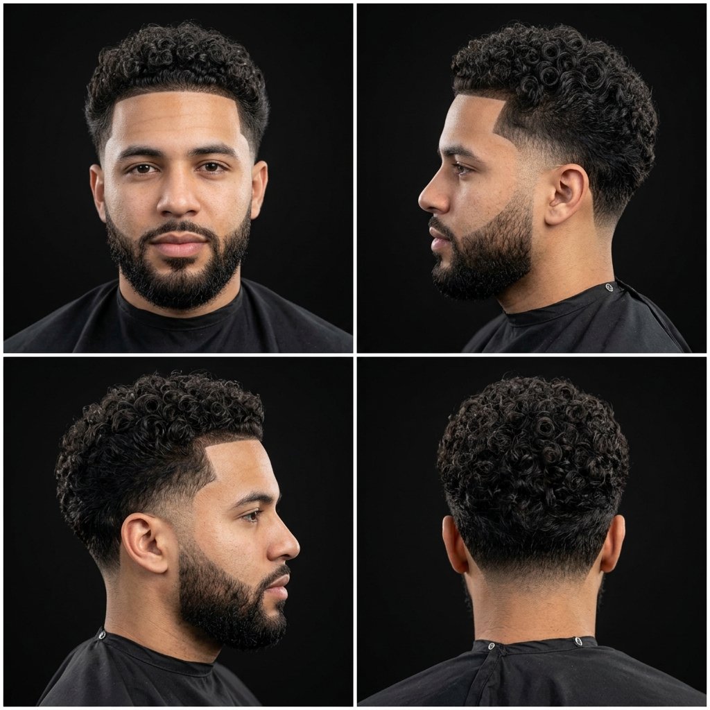 Low Fade with 3B Curls