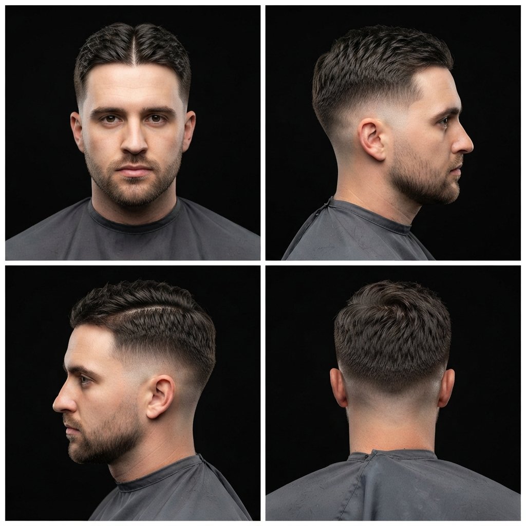 Short Textured Middle Part with Low Fade