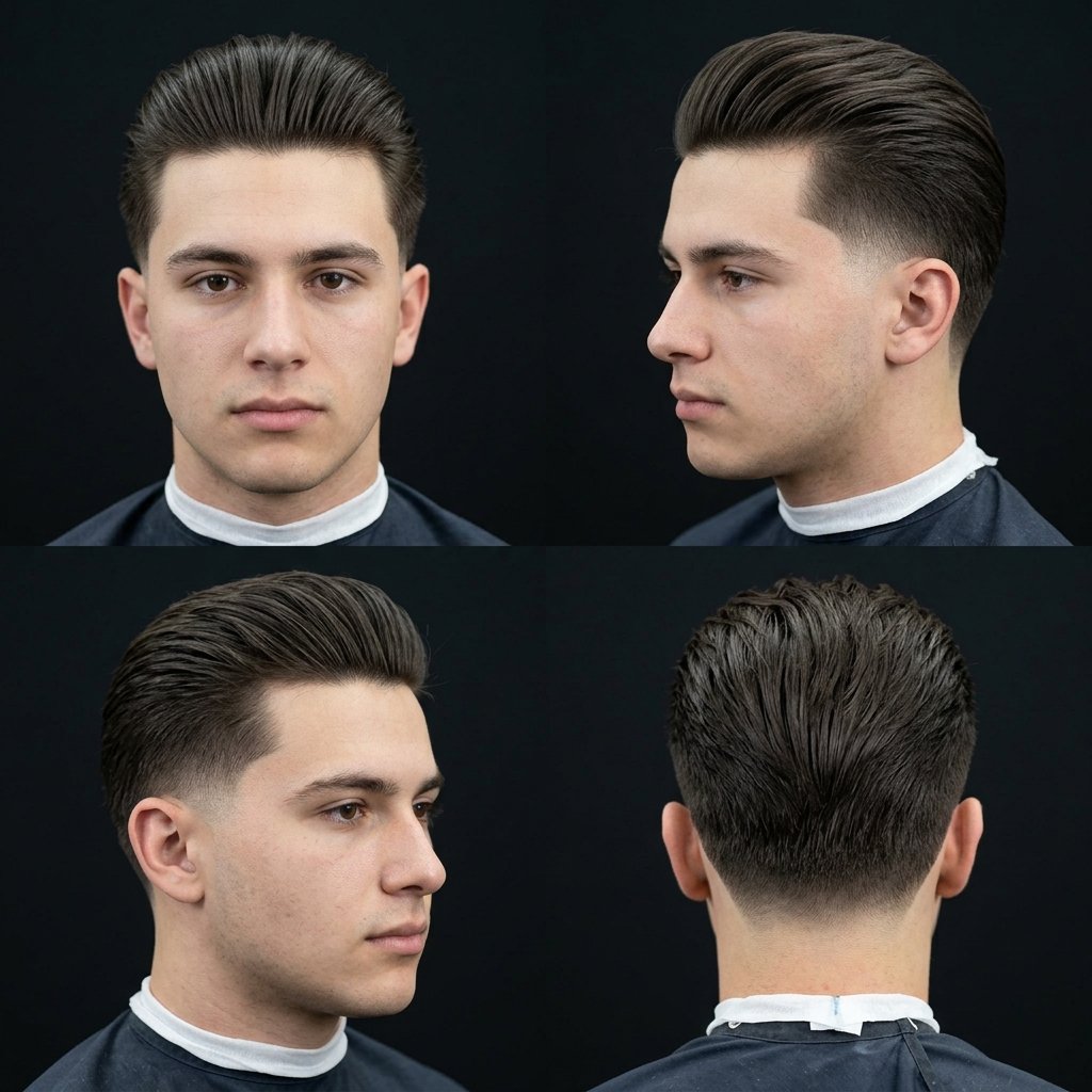 Low Taper Fade with Slicked-Back Top