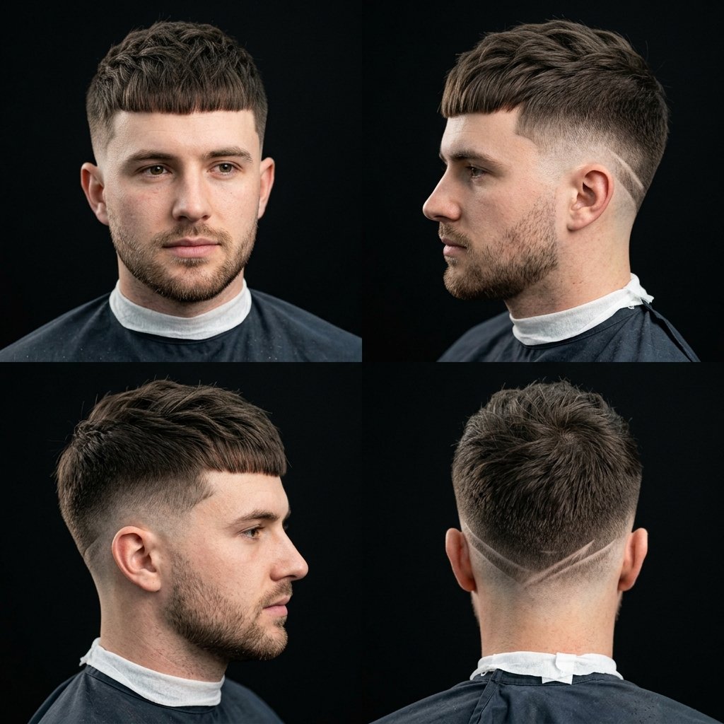 French Crop Fade Low with Design Elements
