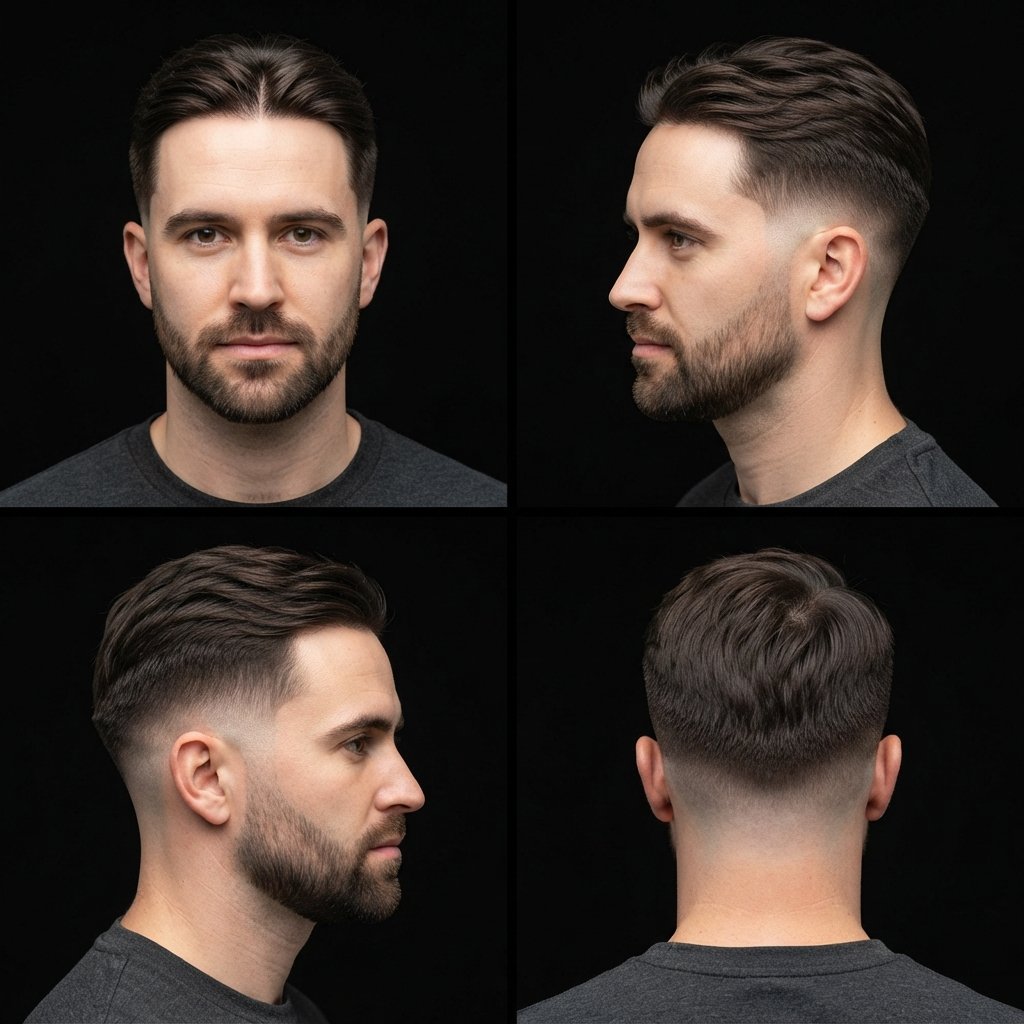 Middle Part with Taper Fade
