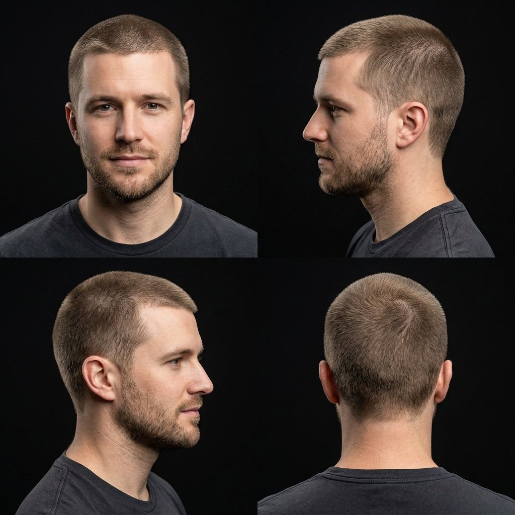 10 Guard Buzz Cut Straight Hair