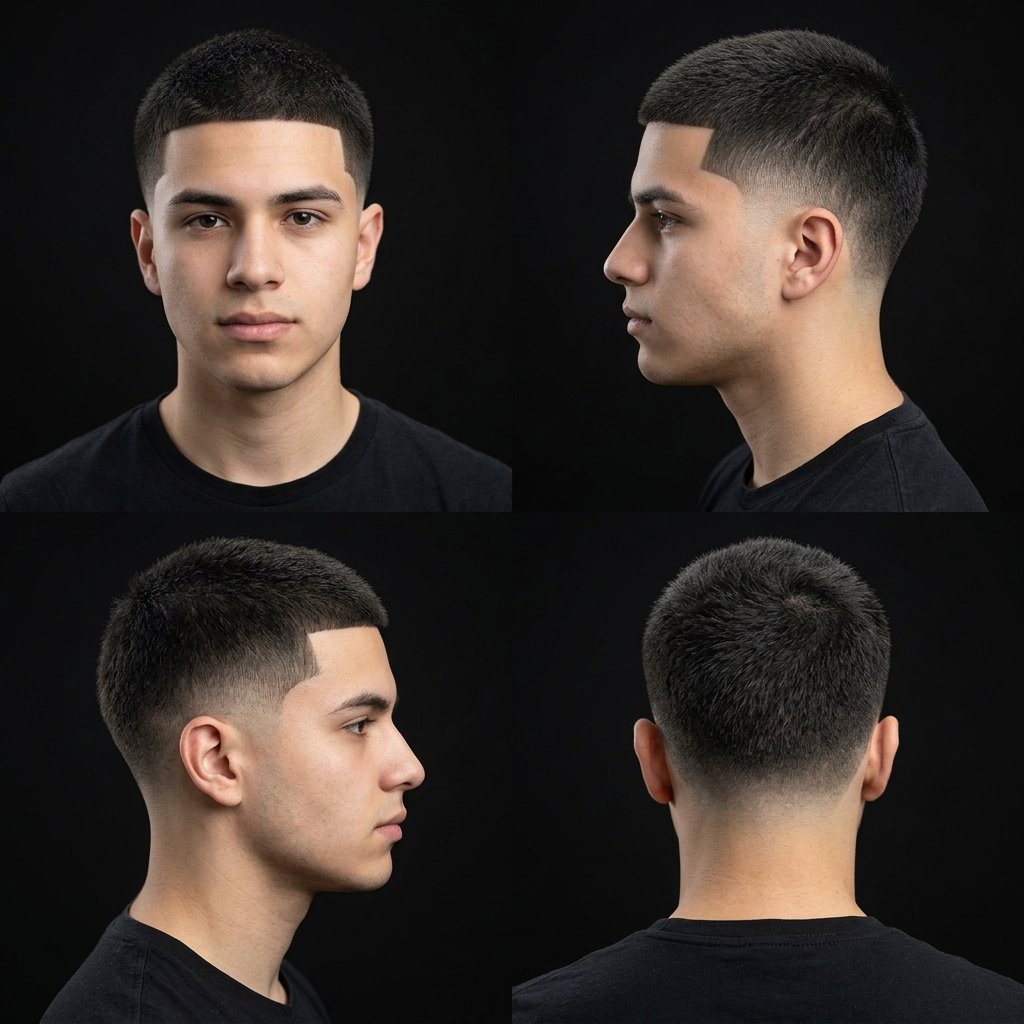 Low Taper Fade with Buzz Cut Top (added)