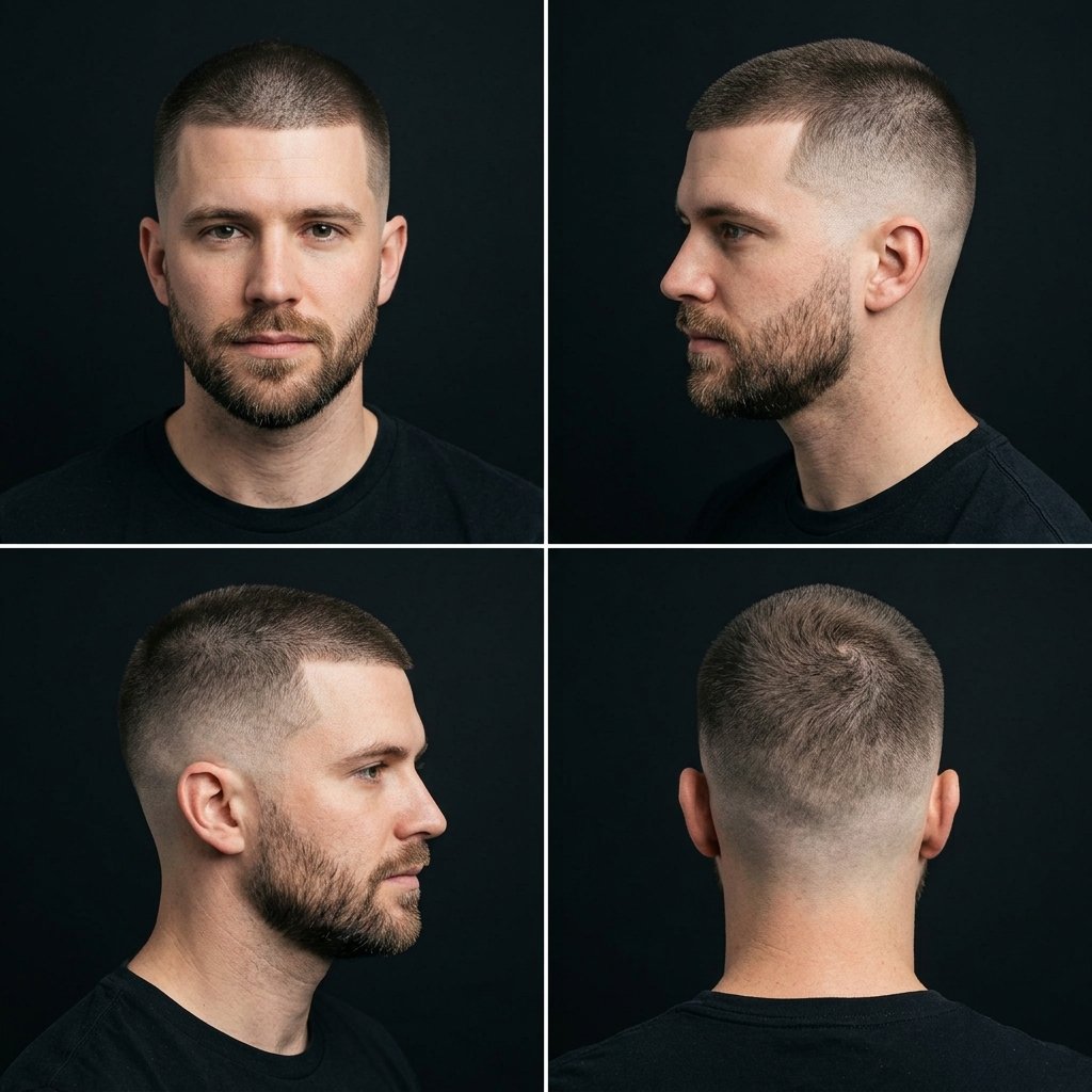 10 Guard Buzz Cut With Mid Fade