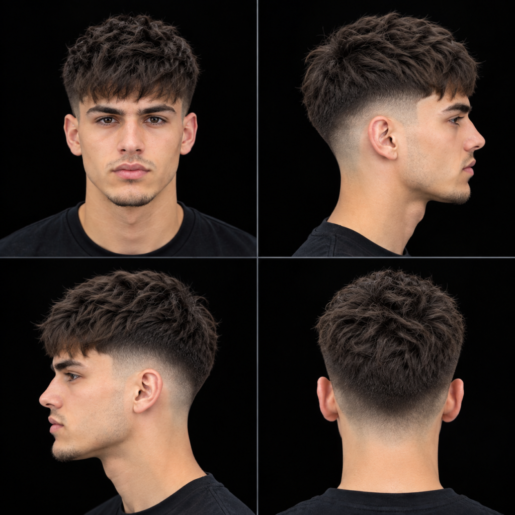 Messy French Crop with Mid Fade