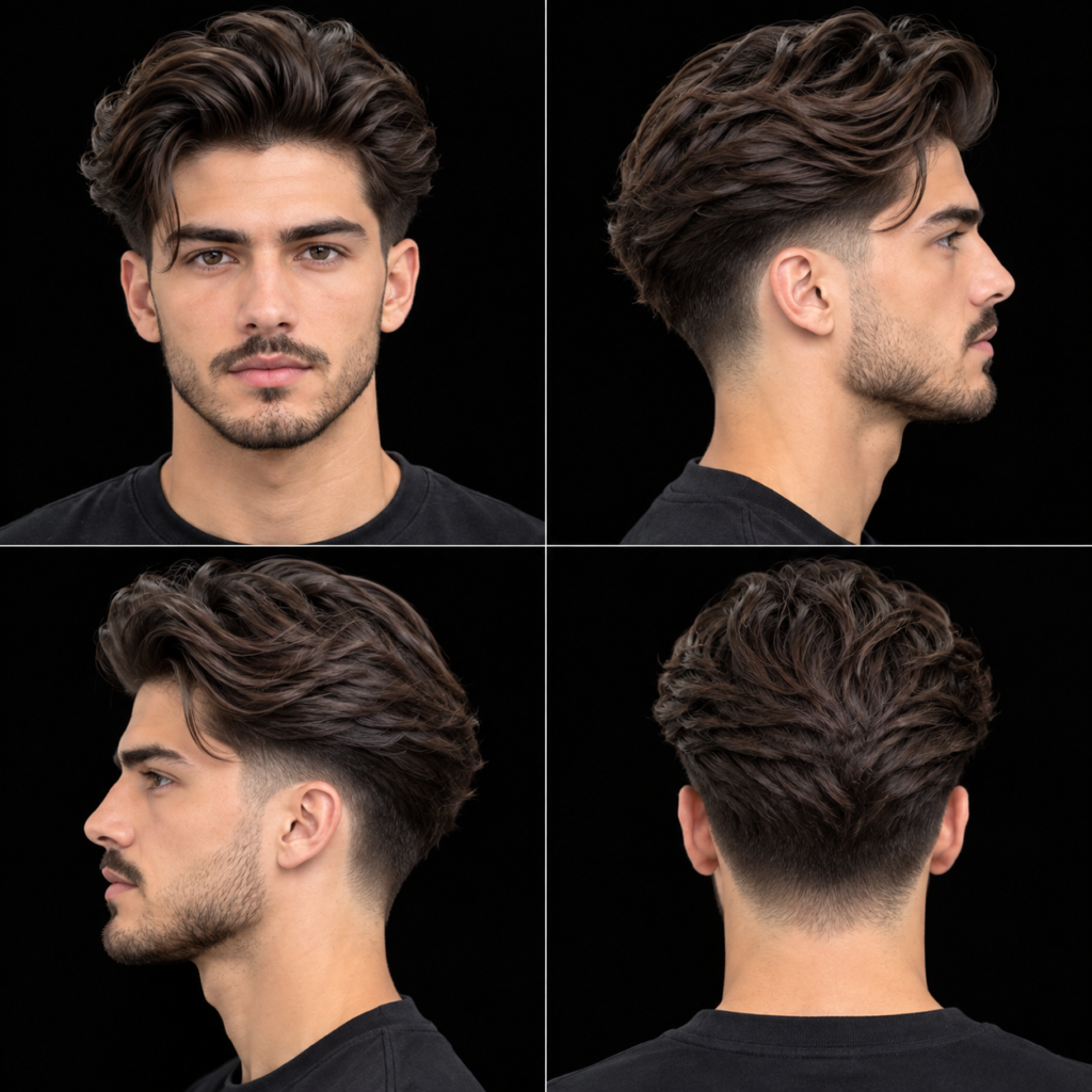 Pompadour Low Taper Fade with Flowing Length