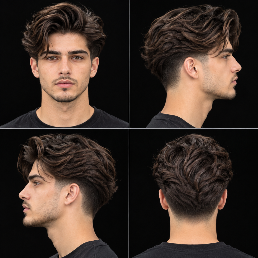 Quiffed Long Layers Low Taper Fade