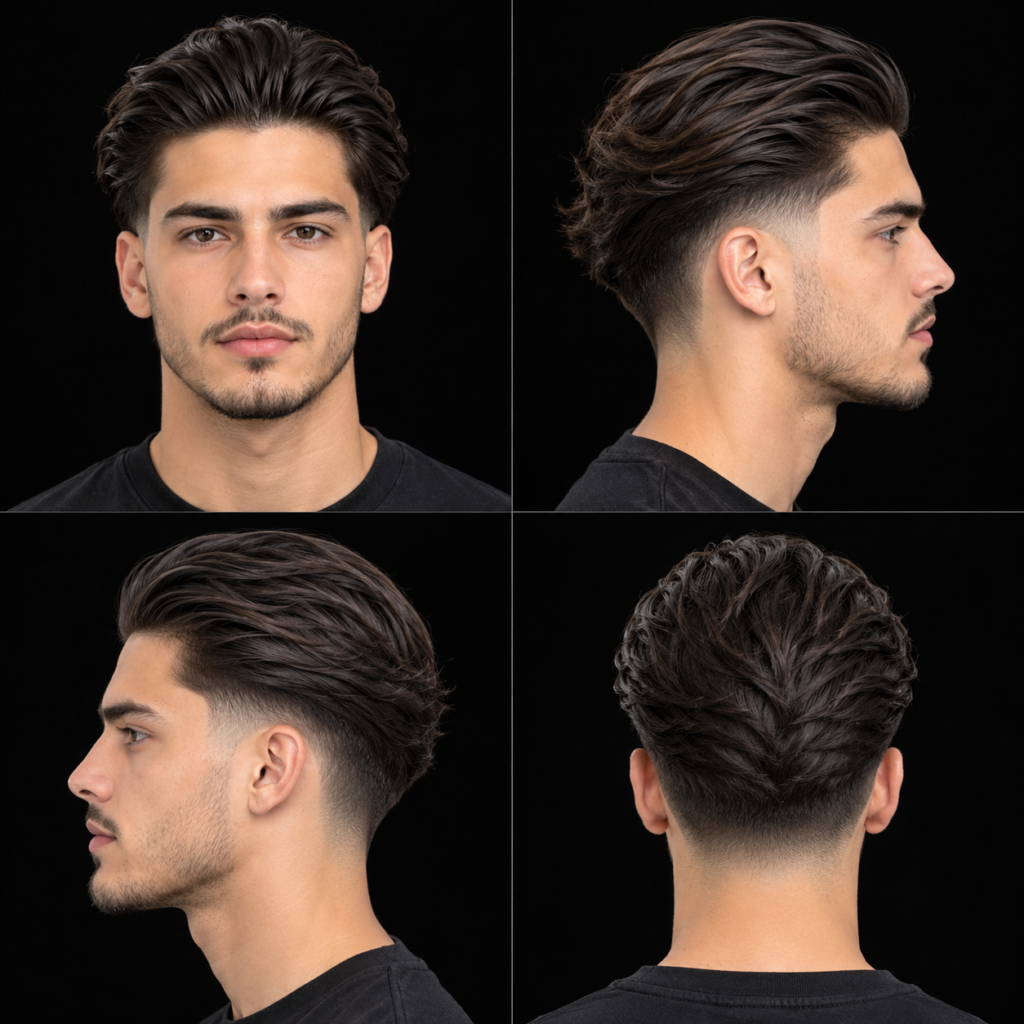 Slicked-Back Long Top Low Taper Fade