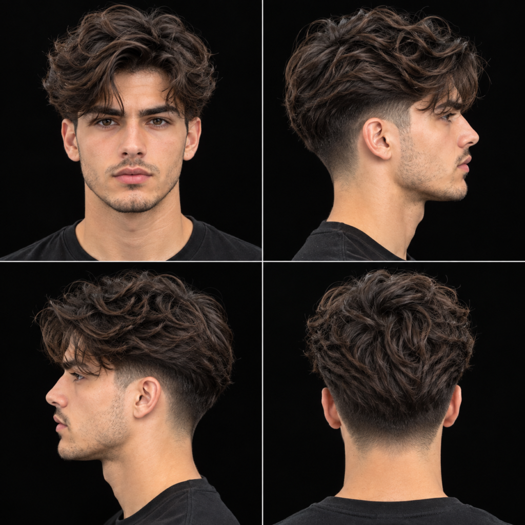 Textured Messy Long Top Low Taper Fade